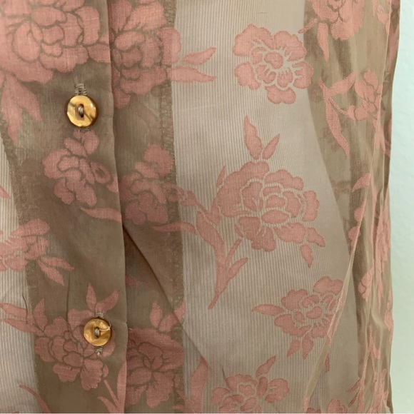 Vintage Y2K Semi Sheer Floral Button Up Blouse Women’s L Whimsygoth Romantic - Picture 11 of 16